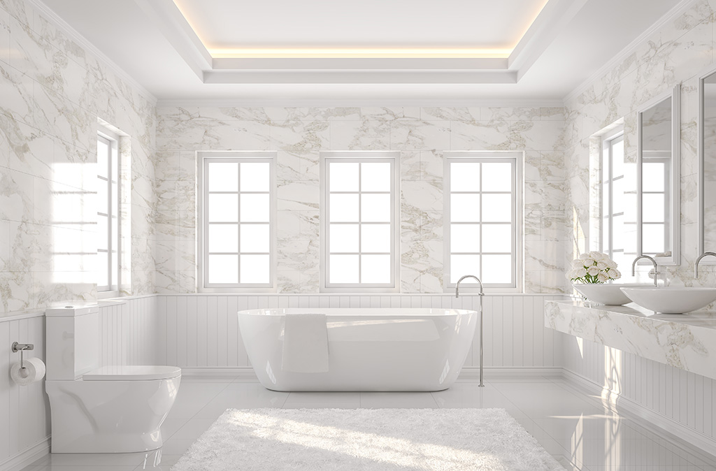 Pure White Bathroom Marble Wall Cladding